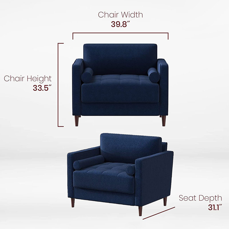 Zaiya Upholstered Armchair, Navy Blue 100% Polyester