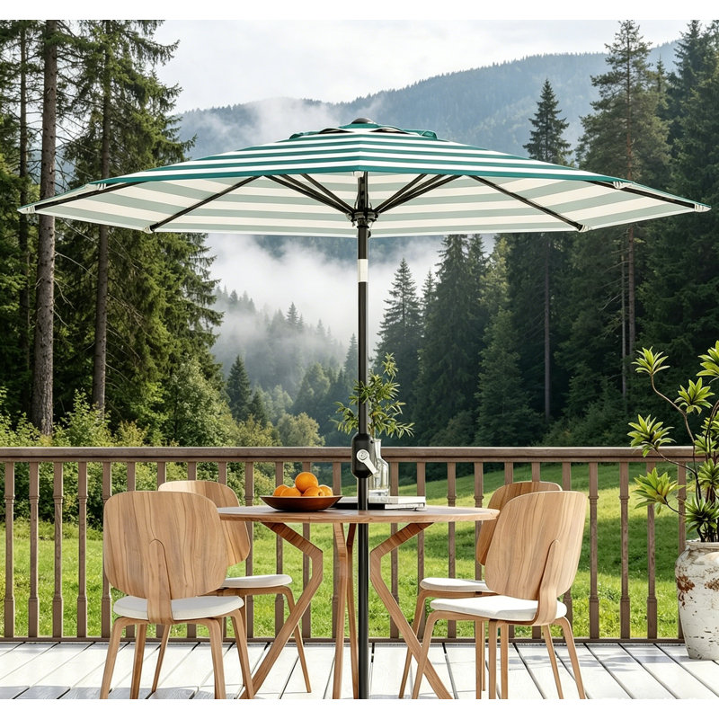 Parasol de table d'extérieur avec manivelle et fonction d'inclinaison pour le jardin au bord de la piscine, Vert