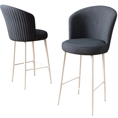 Ensemble de tabourets de bar modernes (4 pièces), anthracite et blanc, 18,1 po x 40,2 po x 15,7 po | Structure 100% métal, hauteur de l'assise 14,6, hauteur des pieds 27,6 | Tissu confortable Babyface avec dossier en mousse 18 ds | Conception élégante et durable