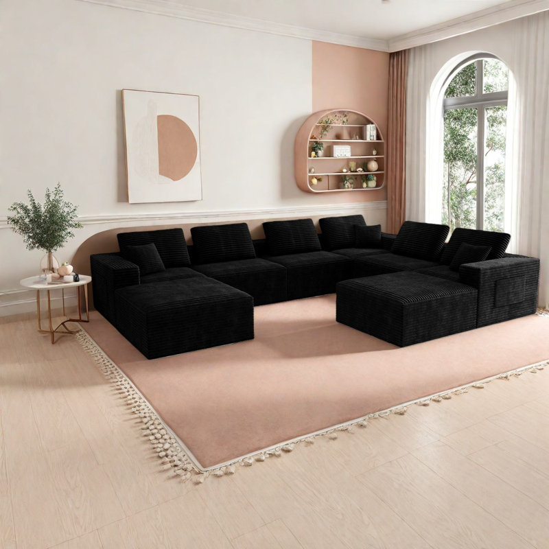 Compression Sectionals Foam Corduroy Modern Modular Sofa For Home
