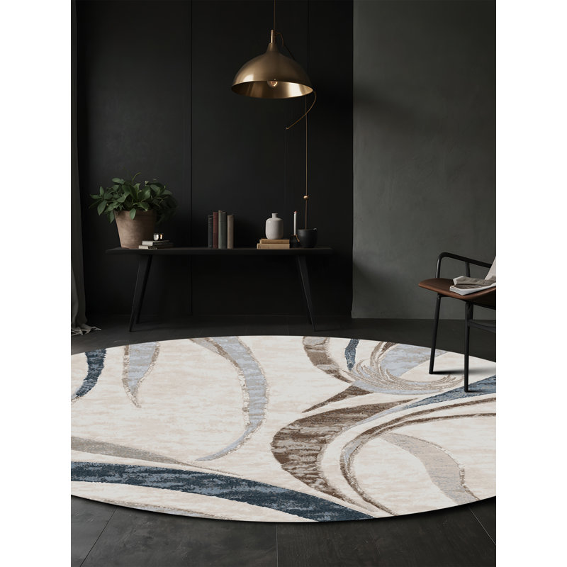 Tapis gris lavable à la machine, Rond 6 pi
