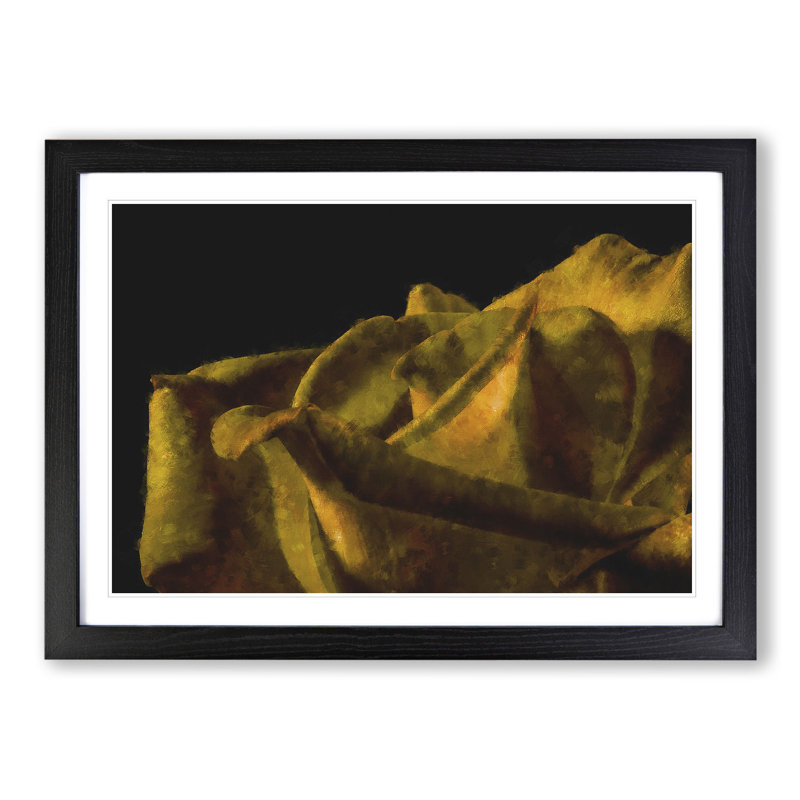 Yellow Rose Flower Vol.2 - Picture Frame Graphic Art, Black Framed, 48cm H x 65cm W x 2cm D