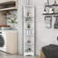 Armoire de rangement pour salle de bain avec tablettes de rangement réglables et deux portes-1439593118