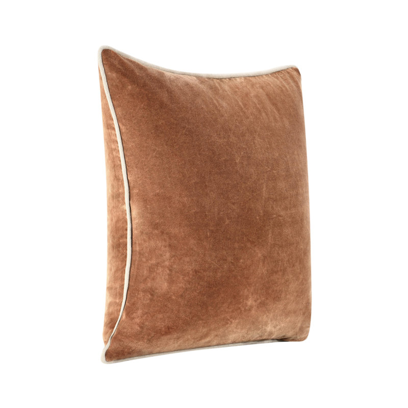 Harriet Cotton Throw Pillow, Hazel Brown, Square 18"