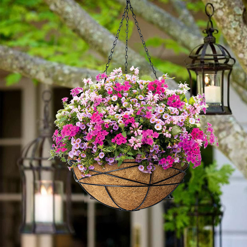 Paquet de 4 pots de fleurs suspendus de 12 pouces pour plantes d'extérieur