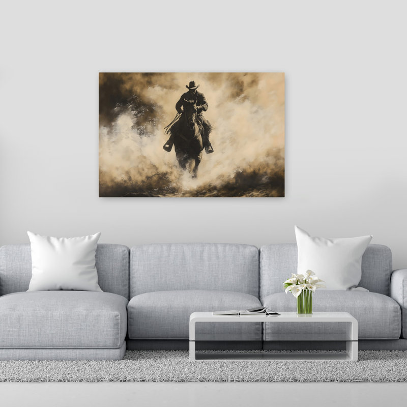 «Dusty Rodeo Classic Dramatic Romantic Horse Landscape», reproduction d'art mural, 40" H x 60" W