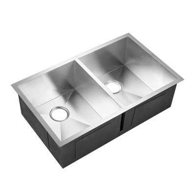 Lana 37'' L Double Bowl Stainless Steel Kitchen Sink