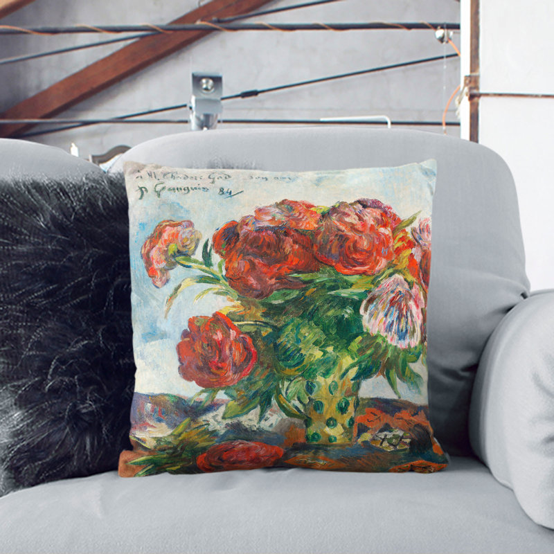 Still Life With Peonies Square Throw Cushion, 55cm H x 55cm W x 20cm D