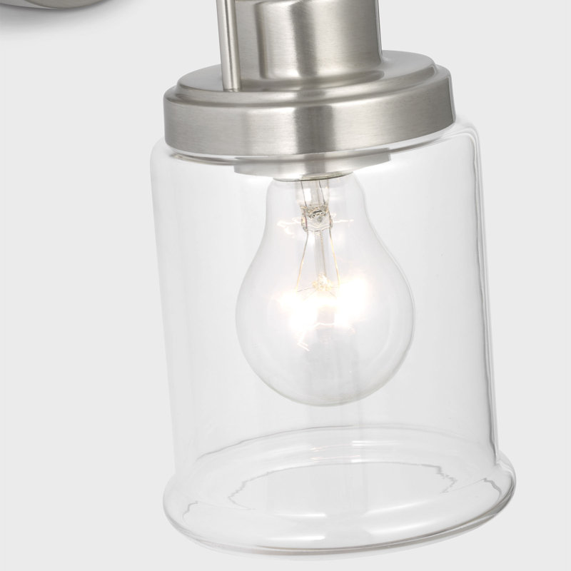 Amiliano Bathroom Bedroom Wall Fixture With Clear Shade, 11.5" H x 4.75" W x 7.5" D, 1 Light, Brushed Nickel