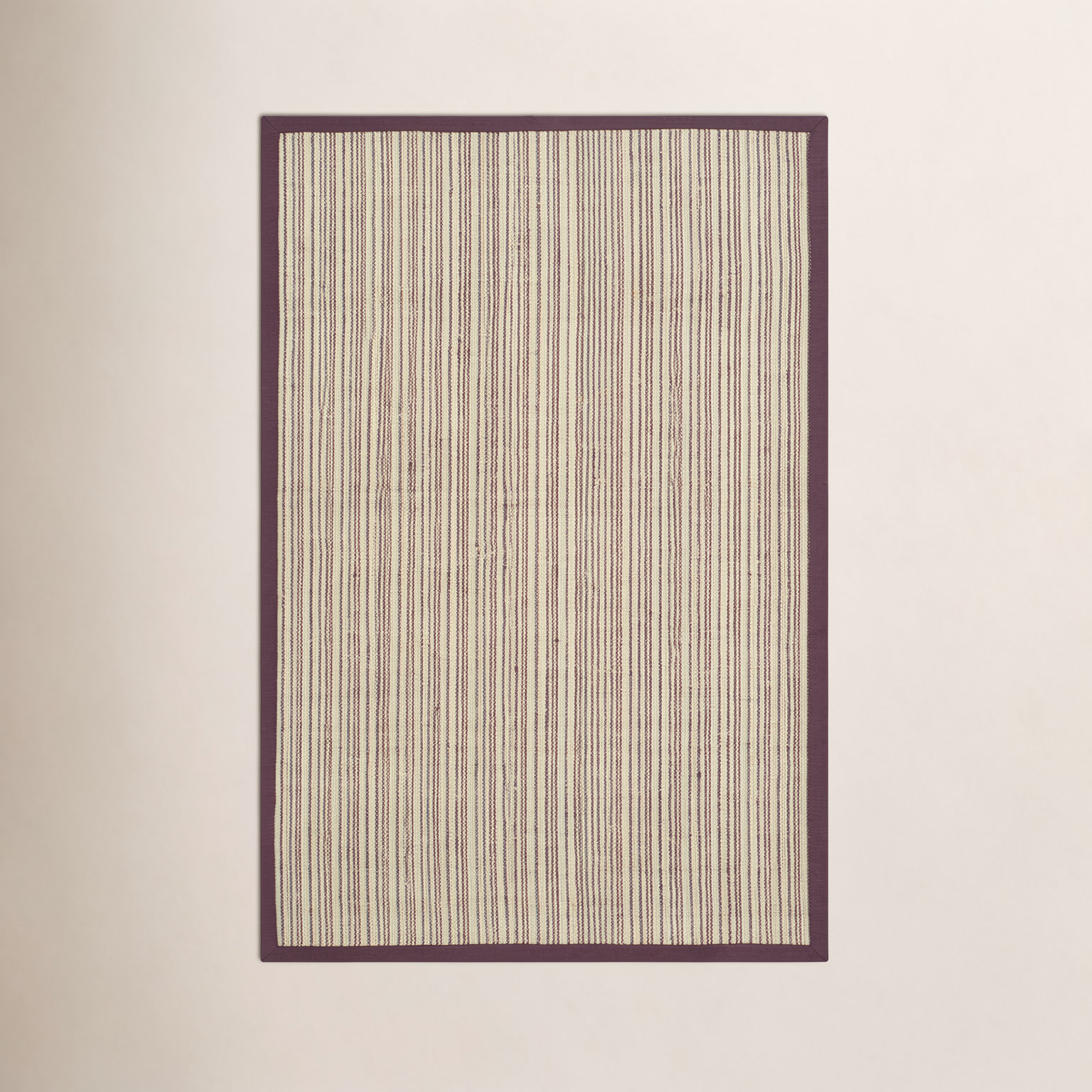 Beige Purple Striped Jute Rug, Rectangle 4' x 6'