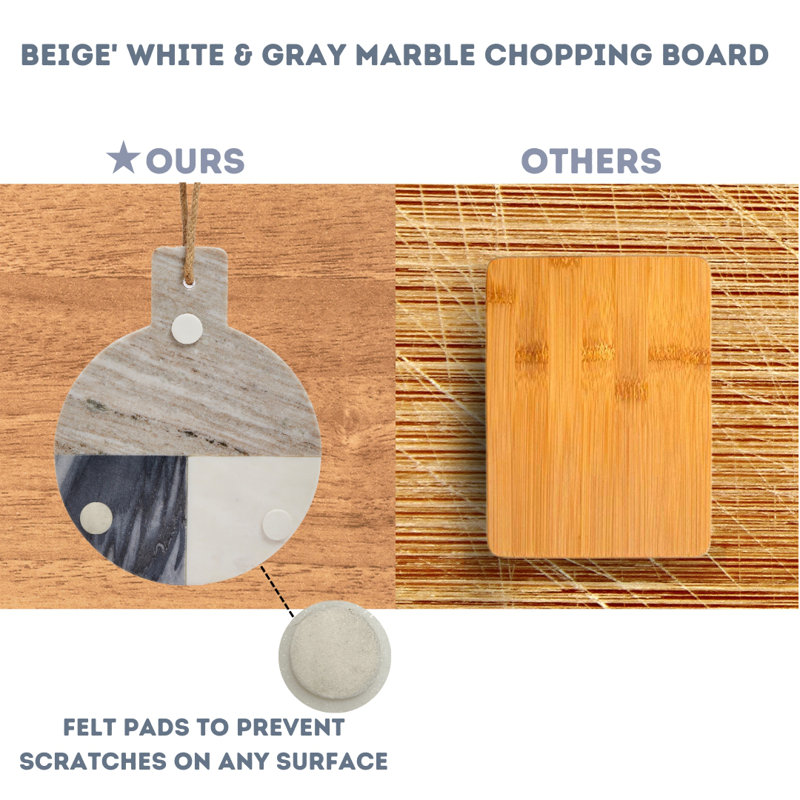 12" Round Gray and White Marble Pastry Board