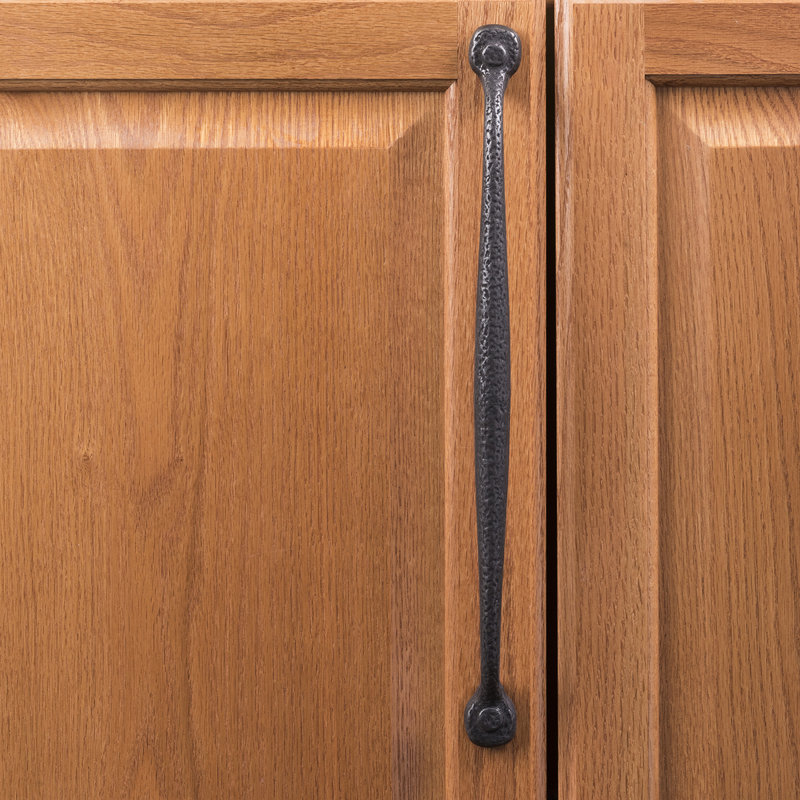 Refined Rustic Collection Handle Pull - 12" Center to Center Cabinet Pull Black Iron - Craftsman Hardware for Drawers & Cabinets