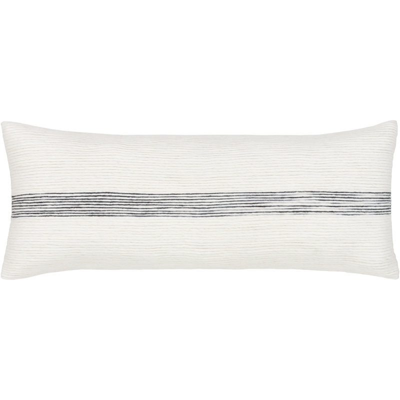 Cason Embroidered Wool Lumbar Throw Pillow, Down
