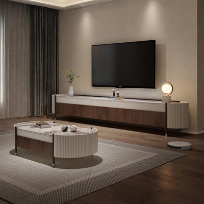 Modern style TV cabinet paired with coffee table