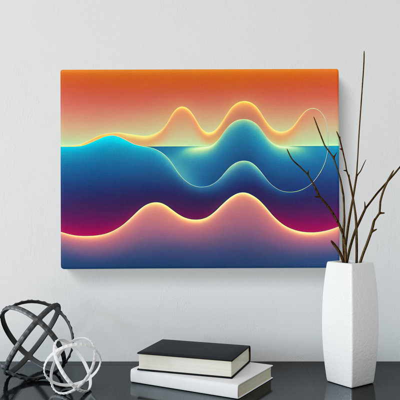 Soundwaves Modern Art Abstract - Wrapped Canvas Print, 35cm H x 50cm W x 3cm D