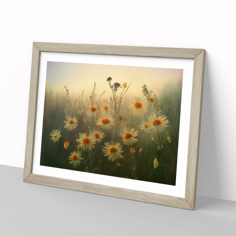 Joyous Wildflowers Floral - Framed Print, 34cm H x 46cm W x 2cm D, Oak