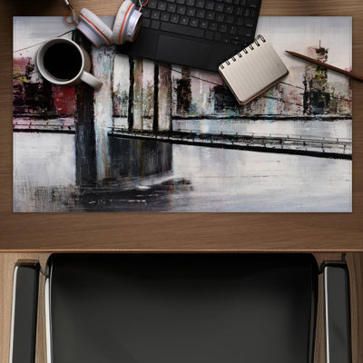 Abstract bridge cityscape - 14.00"x24.25" Desk mat
