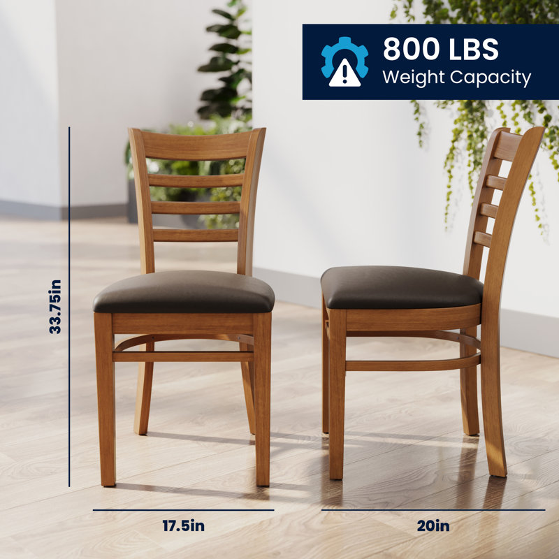 Chaise de restaurant en bois Lyman, Vinyle moka, Cerisier