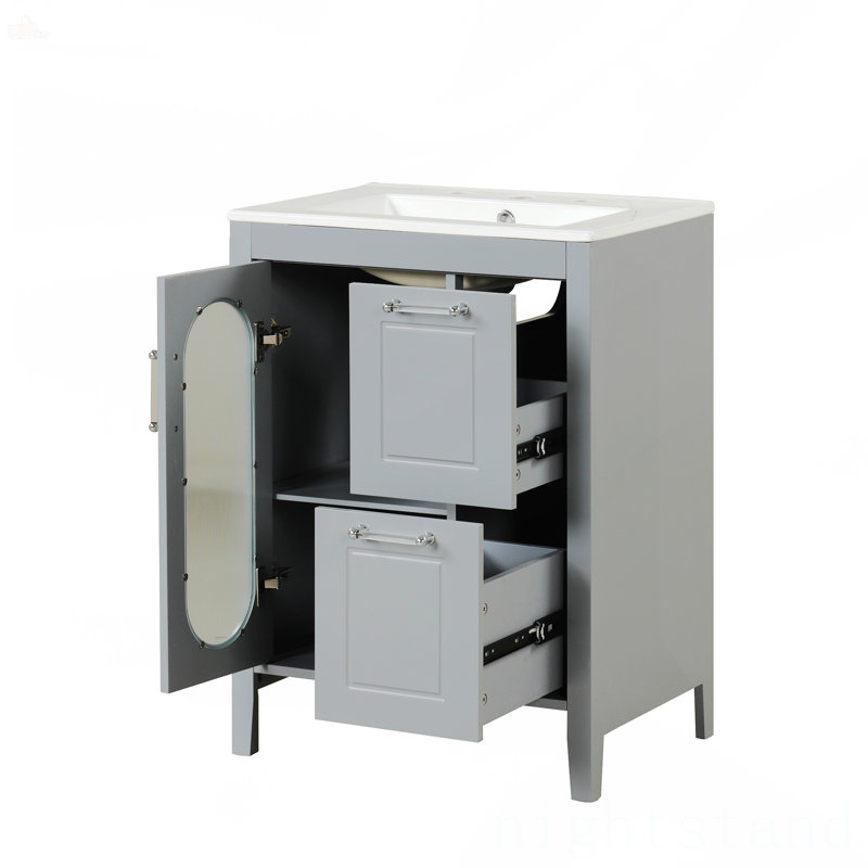 Meuble-lavabo 24 po avec lavabo, Gris