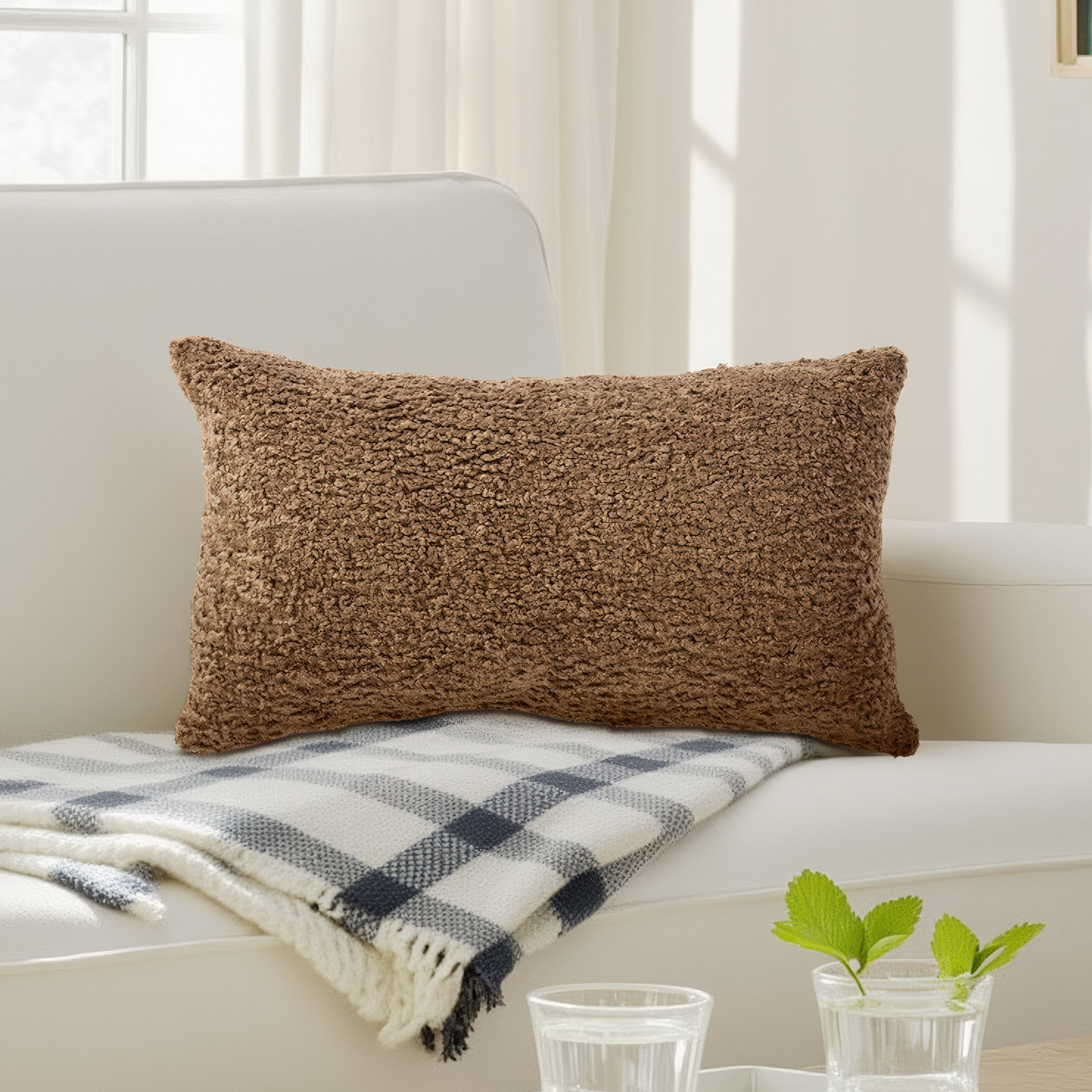 Zhara Lumbar Throw Pillow, Zazzle Taupe, 12" H x 24" W x 6" D