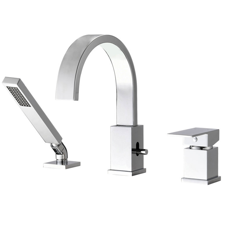 Stainless Steel Waterfall Tub Spout With Hand Shower - 2 Gpm Maximum Flow 360 Degree Swivel Faucet 11 Lb Package Weight