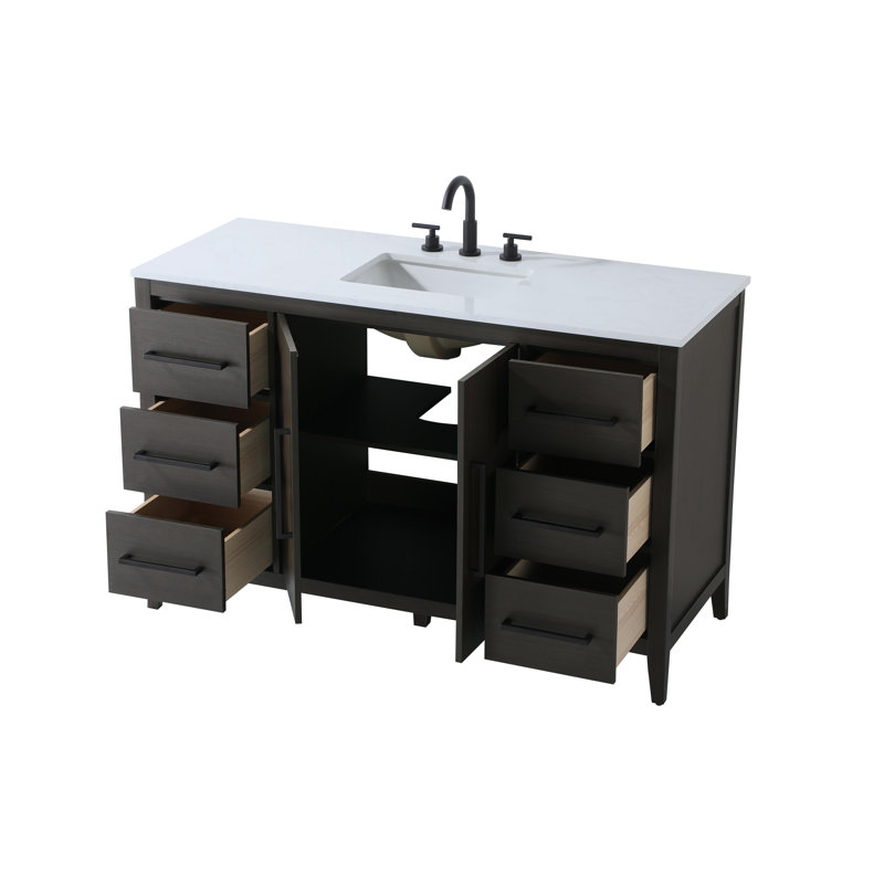 54 Inch Single Bathroom Vanity, Mocha Brown