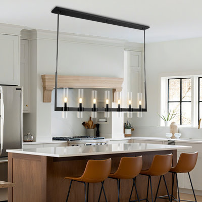 7 - Light 55" W Dimmable Modern Linear Kitchen Island Chandelier