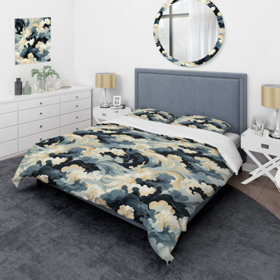 Victorian Stealth Waves Box Stitch Abstract Duvet Cover