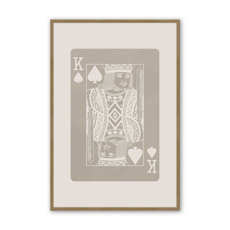 Imprimé carte beige, H 21,25 po x l 17,25 po, Or brossé