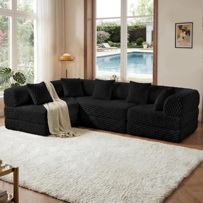 108" L-Shaped Modular Sectional Sofa, Modern Minimalist Upholstered Couches, Deep Seat Corner Couch,No Assembly Required