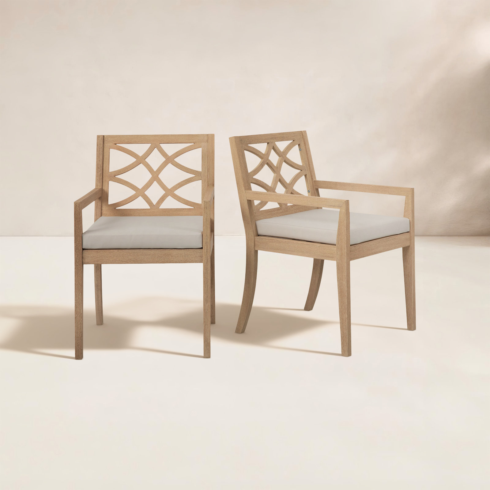 Morell Eucalyptus Patio Armchair, Cream Cushion/Tan Frame