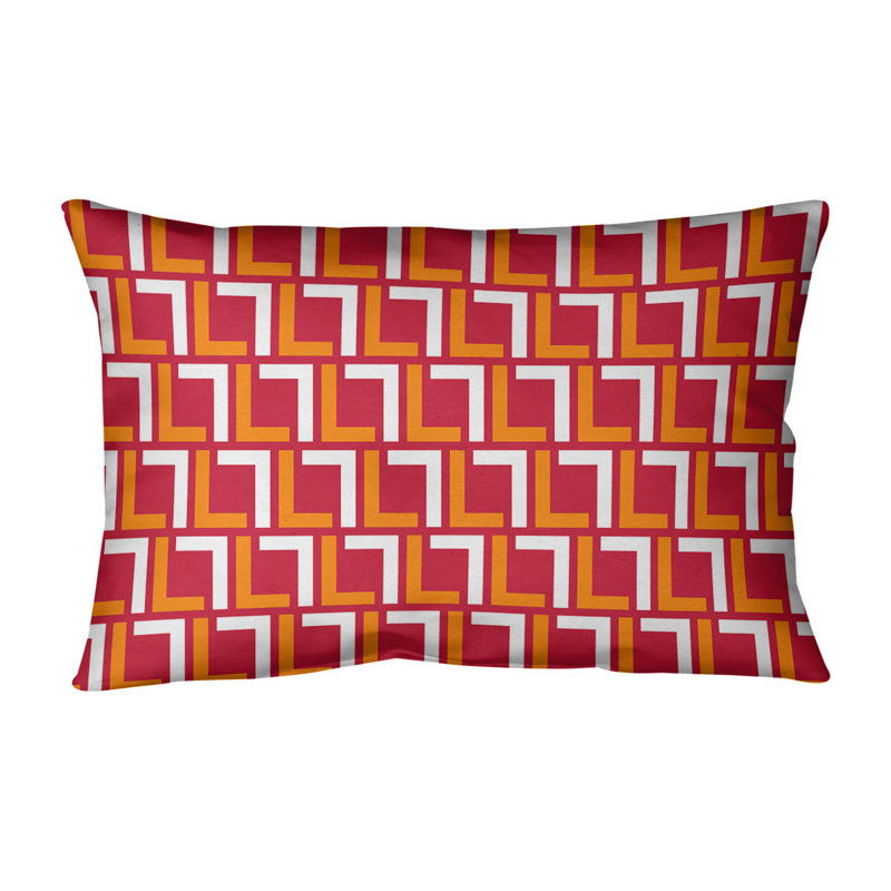 Housse de coussin rectangulaire Tampa Bay, Orange / blanc / rouge, Croisé en coton