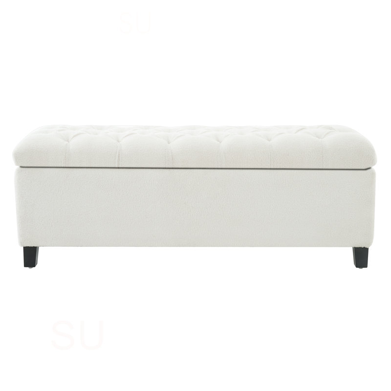 Banc repose-pieds avec rangement, Blanc