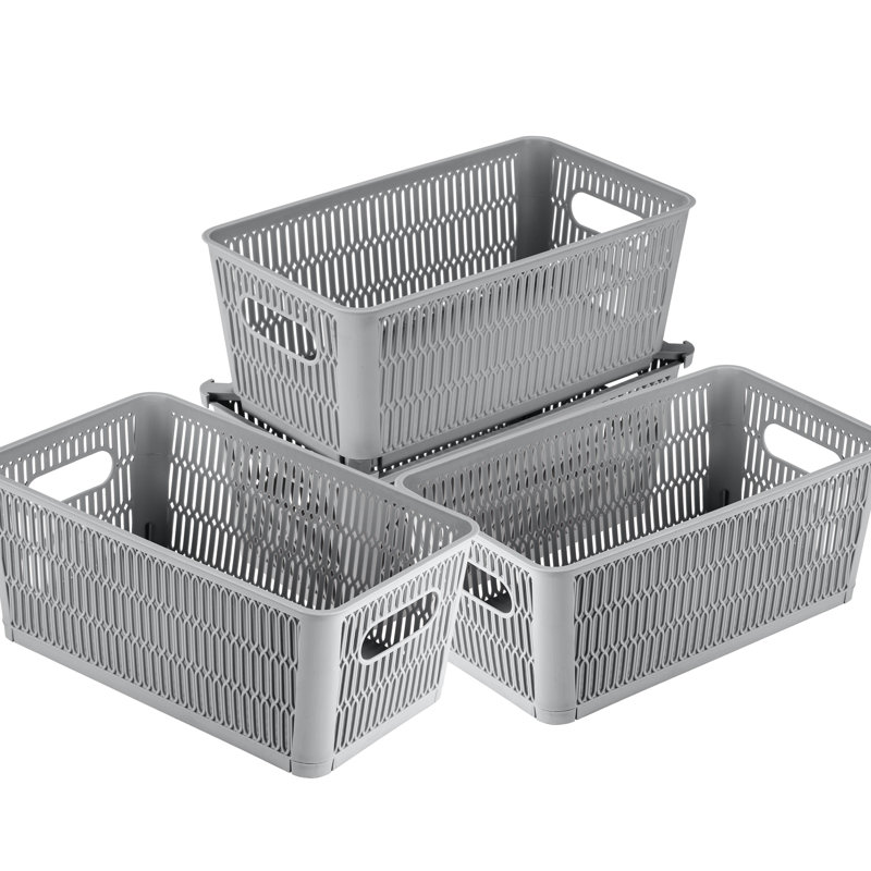 Ensemble de paniers en plastique, 5, gris