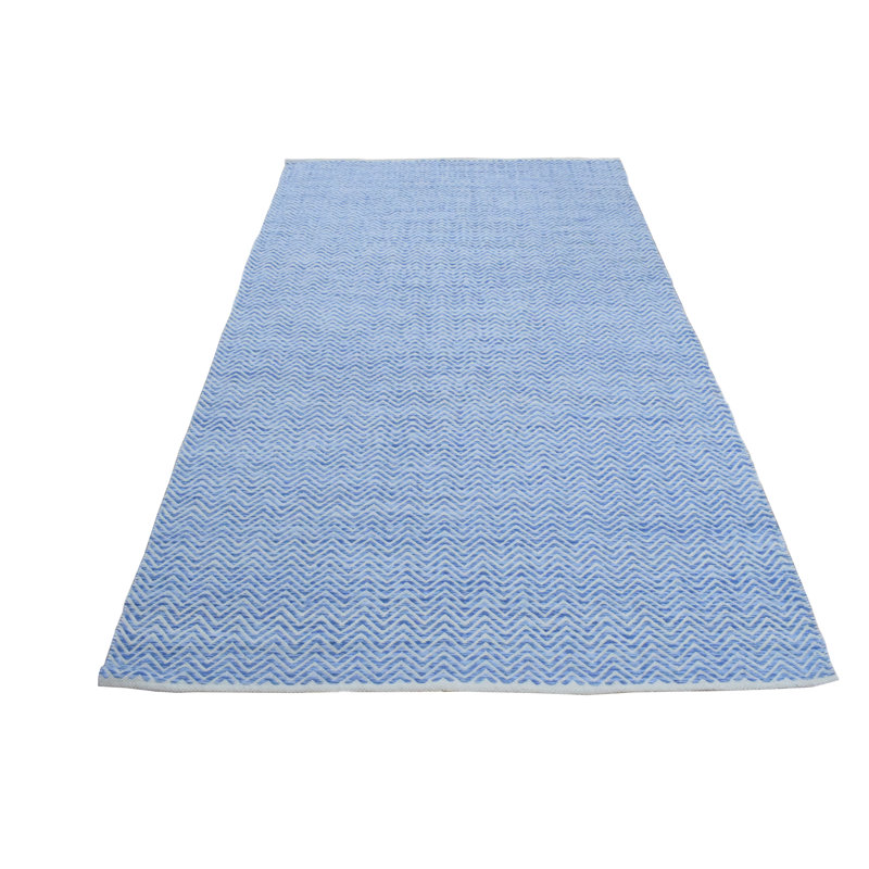 Tapis bleu en laine Kerrigan, Rectangulaire 7 pi 1 po x 10 pi