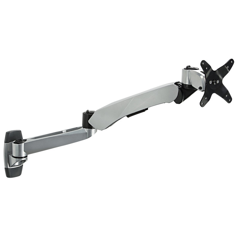 Silver Aluminum Full-Motion Adjustable Wall Mount for 24" Monitors