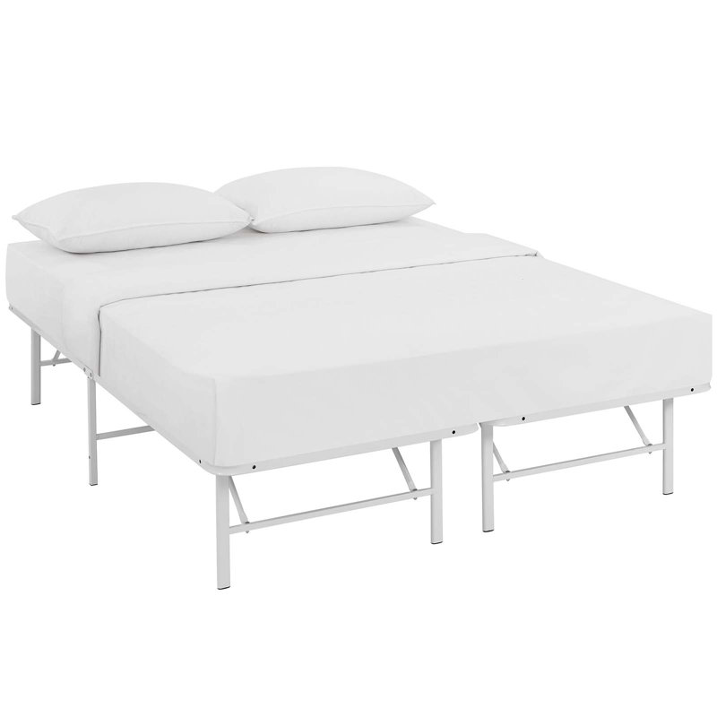Horizon Full White Stainless Steel Bed Frame with Slats