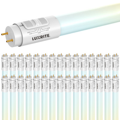Tube lumineux DEL T8 LUXRITE 4FT, type A + B, 18 W = 32 W, 2340 lumens, compatible avec un ballast 5CCT ou un by-pass, entrée double ou simple, homologué UL et DLC