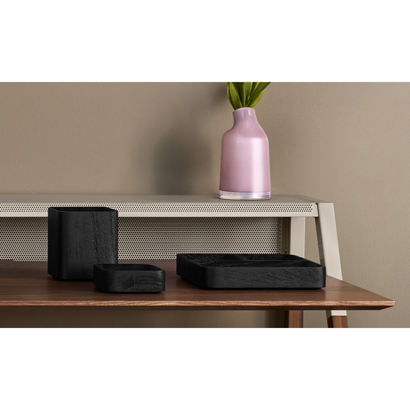 Square One Wood Desk Organizer, Black Stained Acacia