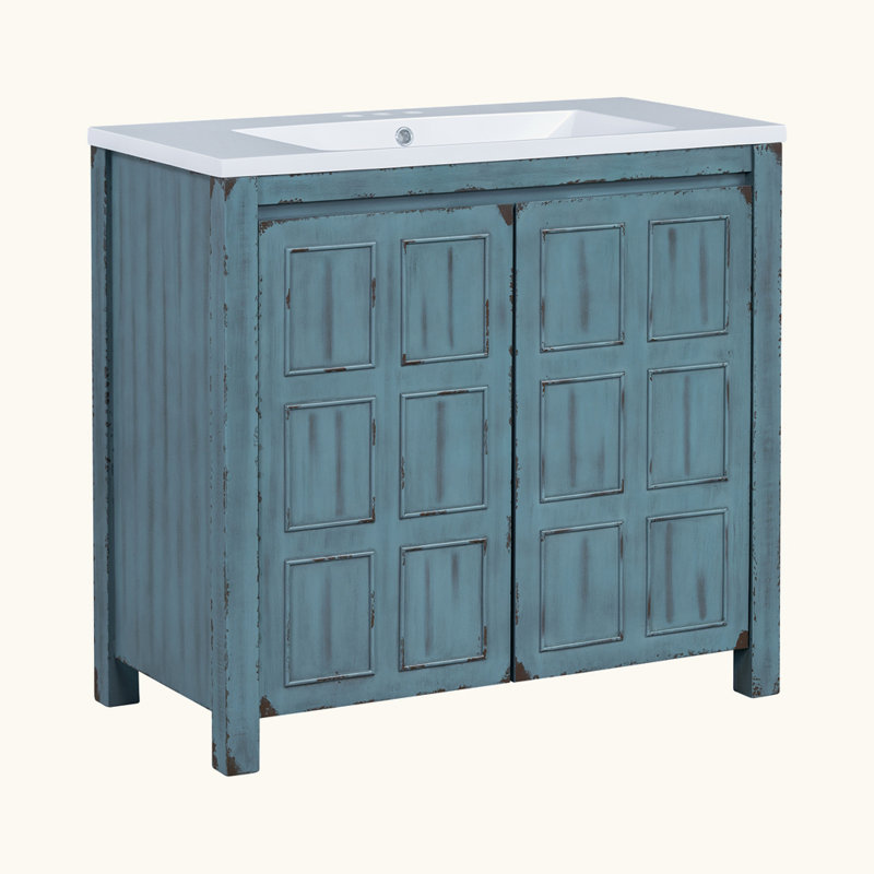 Organisateur de meuble-lavabo avec lavabo Retro, Bleu