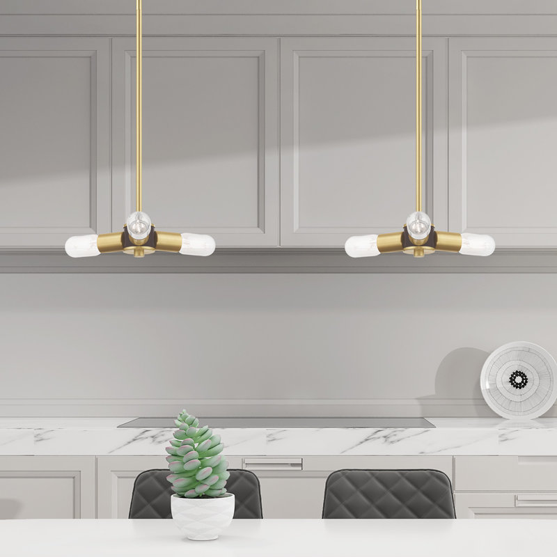 Luminaire suspendu à 3 lumières Martella, Laiton satiné