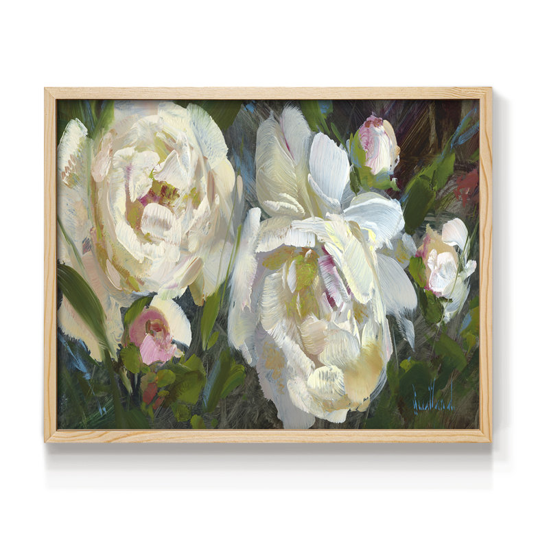 Duo de pivoines - reproduction encadrée, H 8 po x l 10 po, Naturel