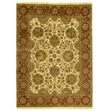 Hand Knotted Wool Oriental Area Rug in Ivory And Red