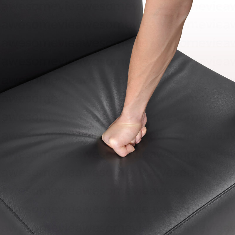 Fauteuil d'appoint rembourré en cuir avec dossier noir et dossier en bois massif, Noir