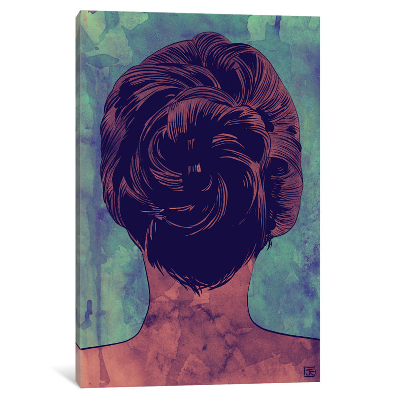 Peinture à cheveux sur toile tendue, H 26 po x l 18 po x P 1,5 po