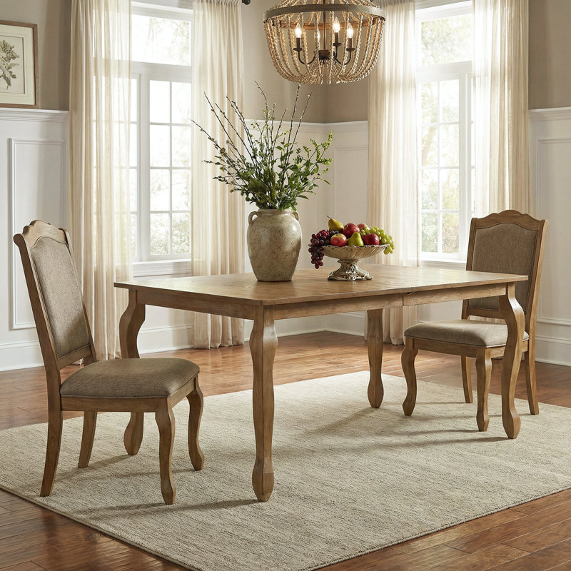 Akeeyla Extendable Solid Wood Base Dining Table, Natural