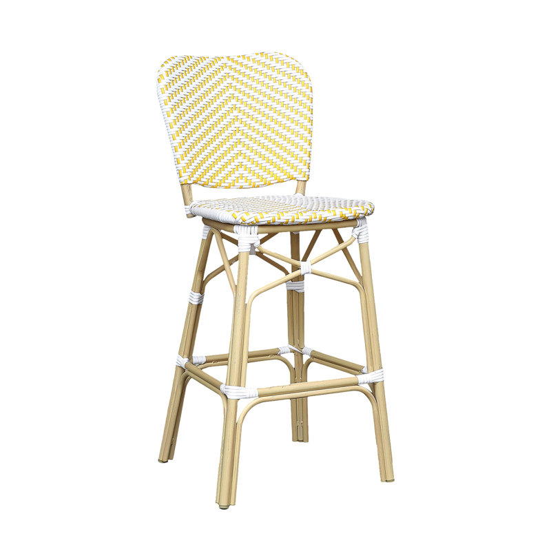 Chaise de bar d'extérieur en aluminium Anjanette, chaise, Jaune/blanc