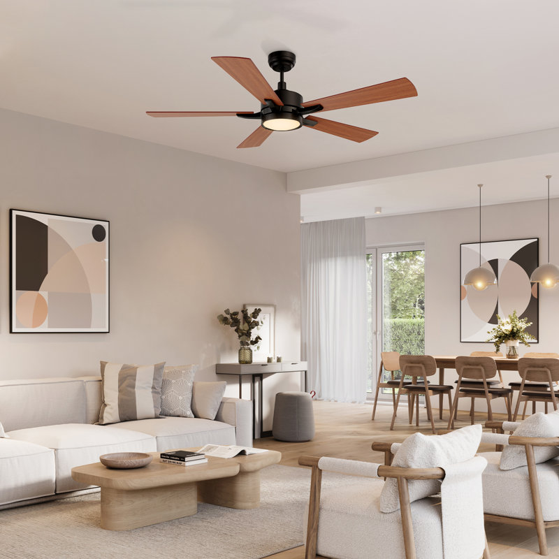  Ventilateur de plafond 56 po avec lumières DEL, Bois brun