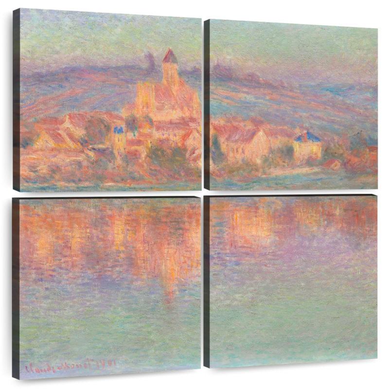 Coucher de soleil à Vetheuil en 1901, H 74 po x l 74 po