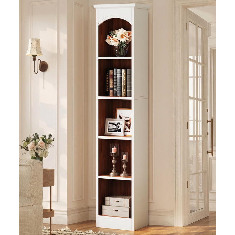 Pardoes 70.86''  Narrow Bookcase, White/Walnut